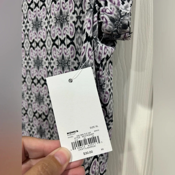 Croft & Barrow Women's XL Short Sleeve Blouse Navy Blue Pattern Shirt NWT - Picture 6 of 6